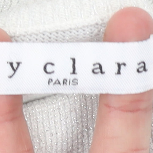 By Clara Paris Women’s Ivory Mock Neck Button Jumper M/L