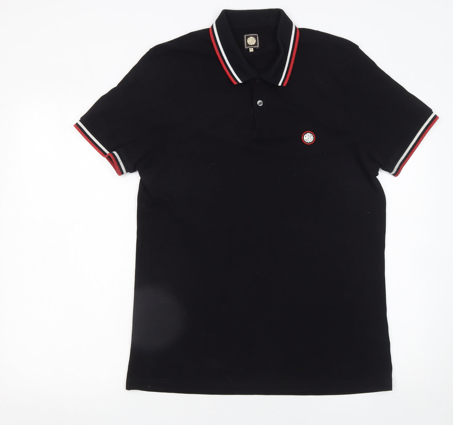 Pretty Green Men's Black Cotton Polo Shirt Size M Short Sleeve