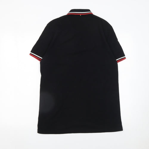 Pretty Green Men's Black Cotton Polo Shirt Size M Short Sleeve