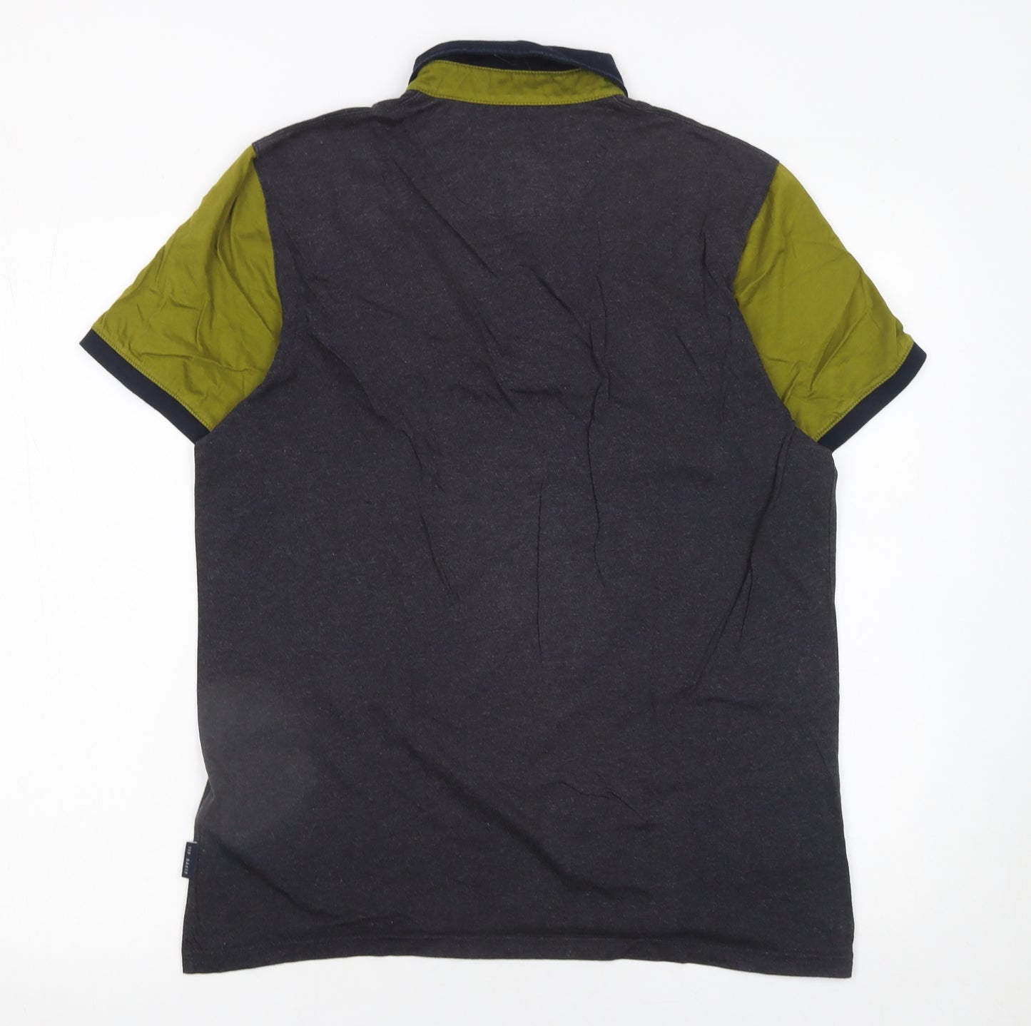 Ted Baker Men's Grey Colourblock Cotton Polo Shirt Size M