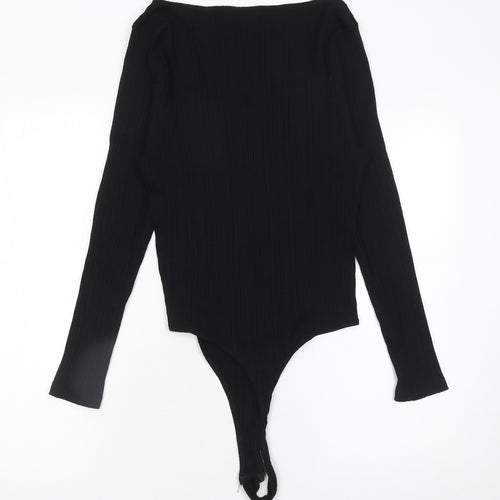 F&F Black Ribbed Long Sleeve Bodysuit Women’s XL Sweetheart Neck
