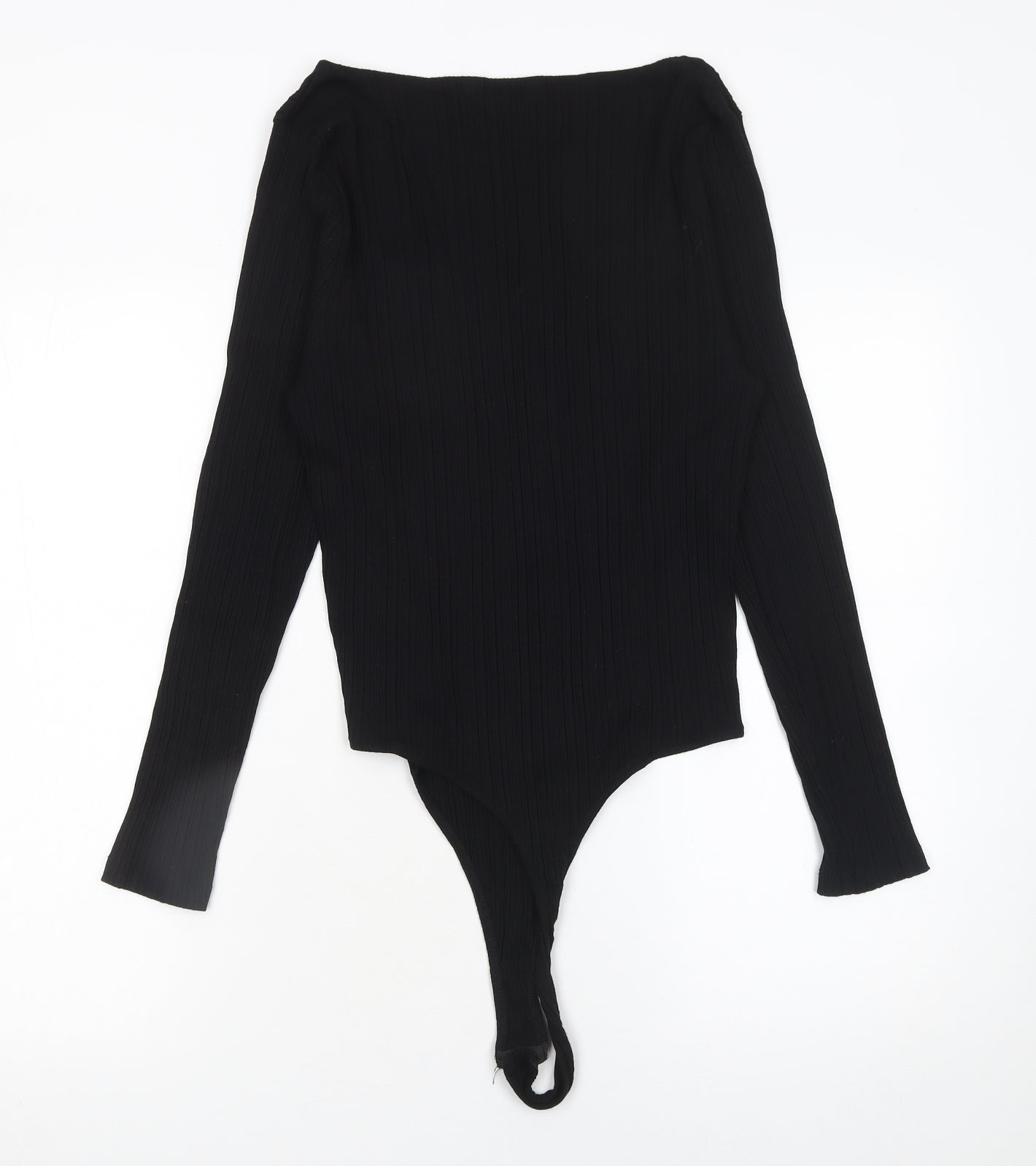 F&F Black Ribbed Long Sleeve Bodysuit Women’s XL Sweetheart Neck
