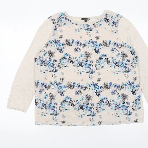 Warehouse Women’s Beige Floral Long Sleeve Pullover Jumper Size L