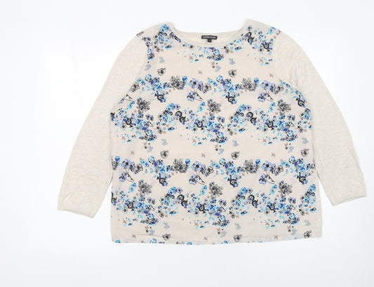 Warehouse Women’s Beige Floral Long Sleeve Pullover Jumper Size L