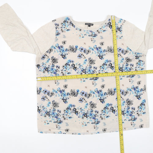 Warehouse Women’s Beige Floral Long Sleeve Pullover Jumper Size L