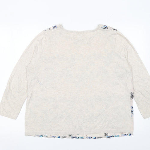 Warehouse Women’s Beige Floral Long Sleeve Pullover Jumper Size L