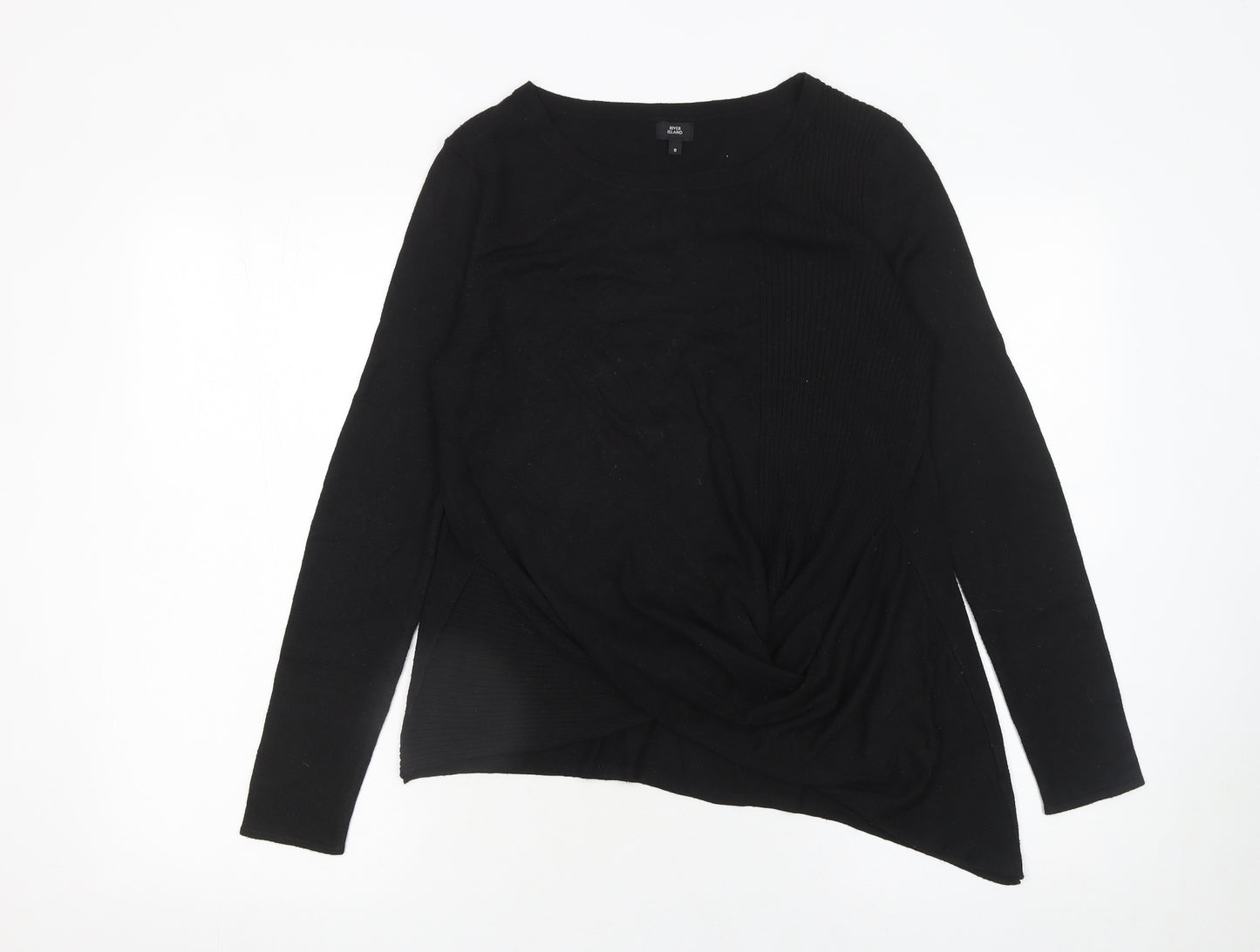 River Island Women's Black Round Neck Long Sleeve Pullover Jumper Size 8