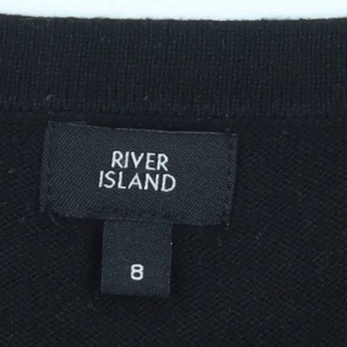 River Island Women's Black Round Neck Long Sleeve Pullover Jumper Size 8