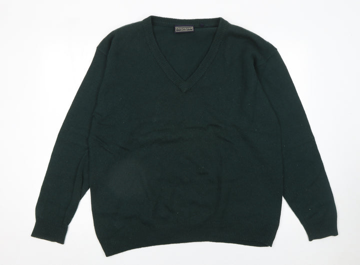 Greenwoods Men’s Green Wool V-Neck Jumper XL Regular Fit