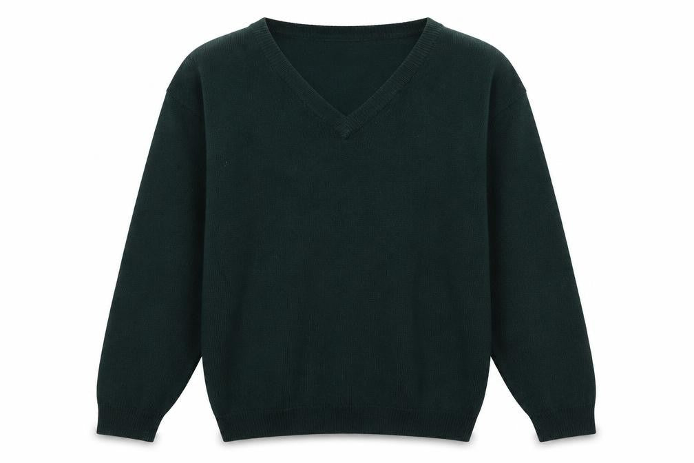 Front view of Greenwoods Men’s Green Wool V-Neck Jumper XL Regular Fit