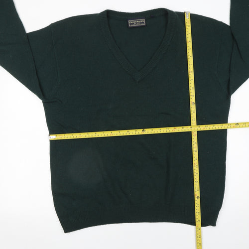 Greenwoods Men’s Green Wool V-Neck Jumper XL Regular Fit