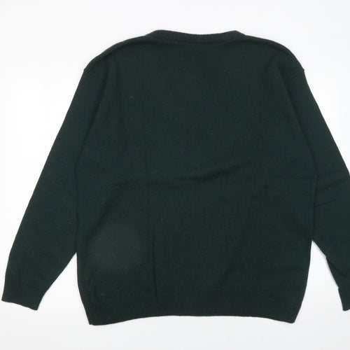 Greenwoods Men’s Green Wool V-Neck Jumper XL Regular Fit