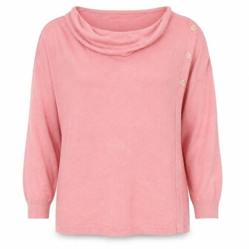 Phase Eight Women’s Pink Linen Blend Cowl Neck Button Jumper L