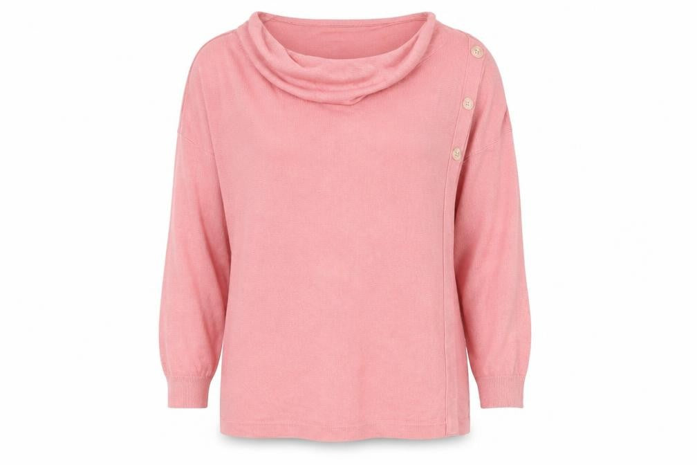 Phase Eight Women’s Pink Linen Blend Cowl Neck Button Jumper L