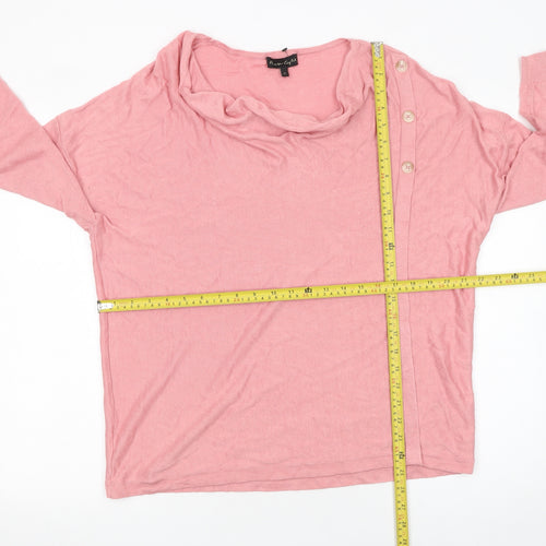 Phase Eight Women’s Pink Linen Blend Cowl Neck Button Jumper L