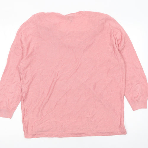 Phase Eight Women’s Pink Linen Blend Cowl Neck Button Jumper L