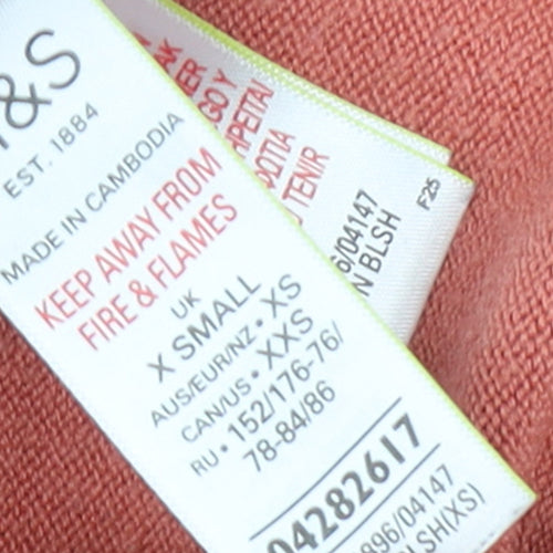 Marks and Spencer Womens Pink XS Mock Neck Long Sleeve Knit Jumper