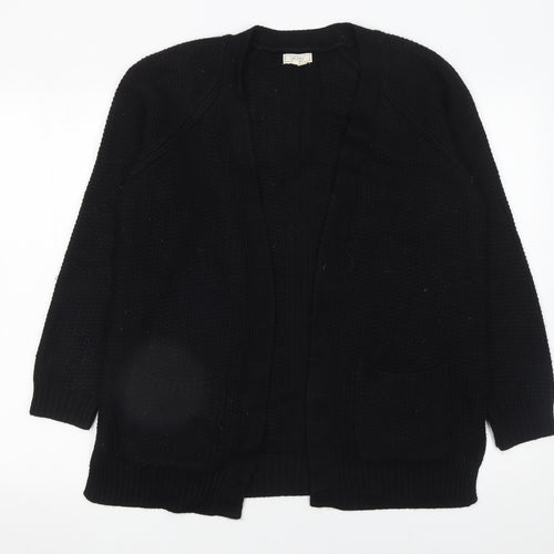 Fat Face Women's Black Knit Open Cardigan Size 10 Long Sleeve