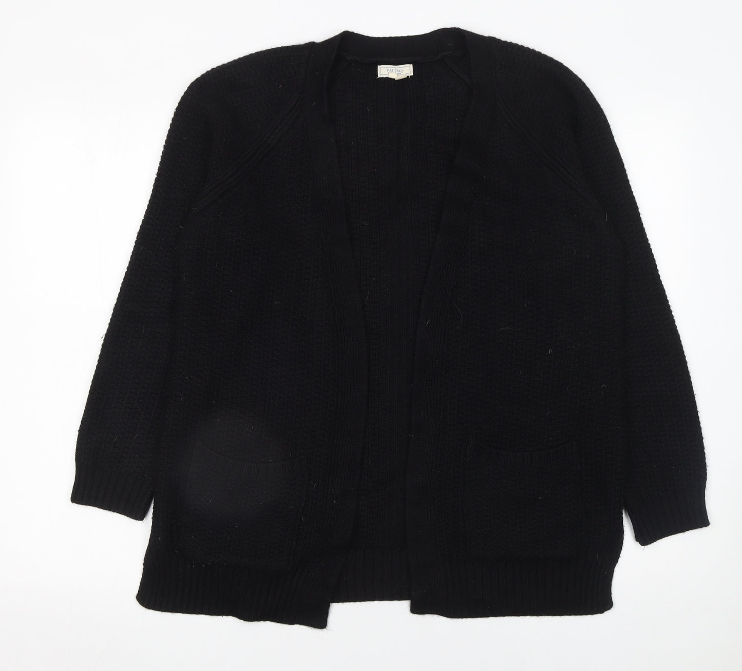 Fat Face Women's Black Knit Open Cardigan Size 10 Long Sleeve