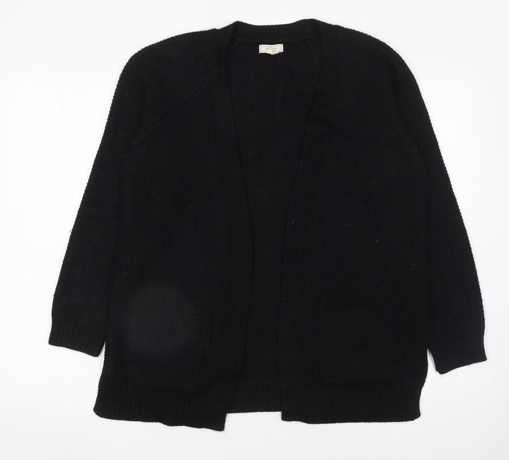 Fat Face Women's Black Knit Open Cardigan Size 10 Long Sleeve