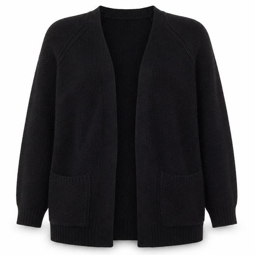 Fat Face Women's Black Knit Open Cardigan Size 10 Long Sleeve
