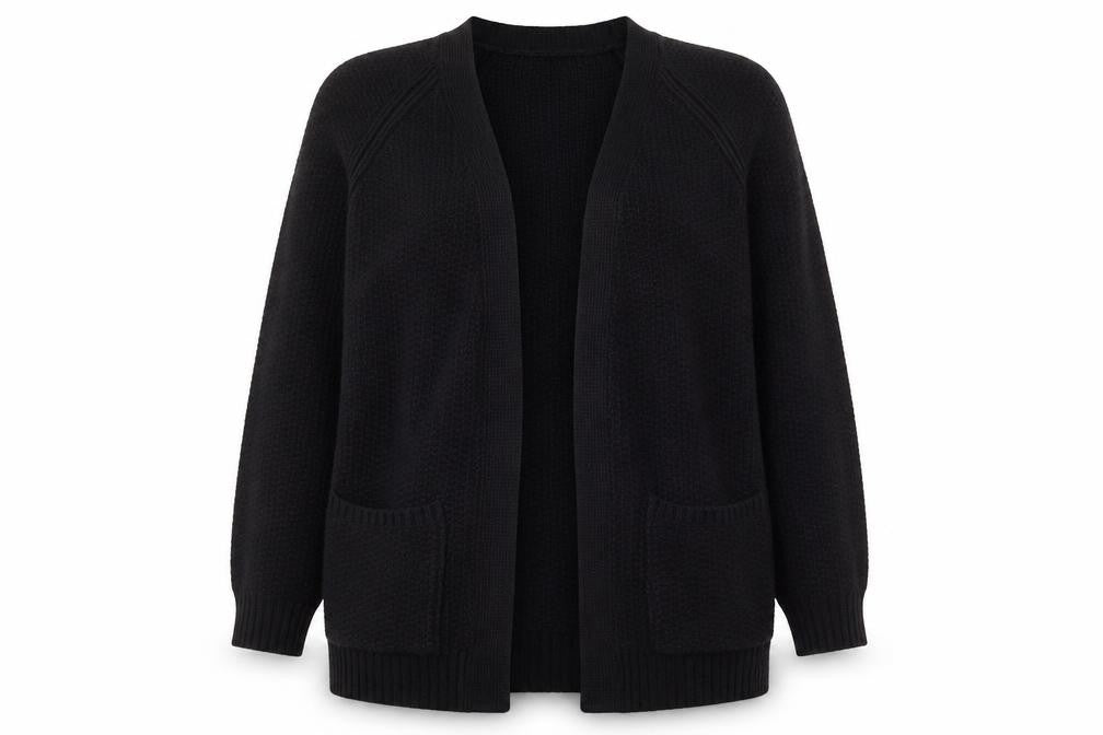 Fat Face Women's Black Knit Open Cardigan Size 10 Long Sleeve