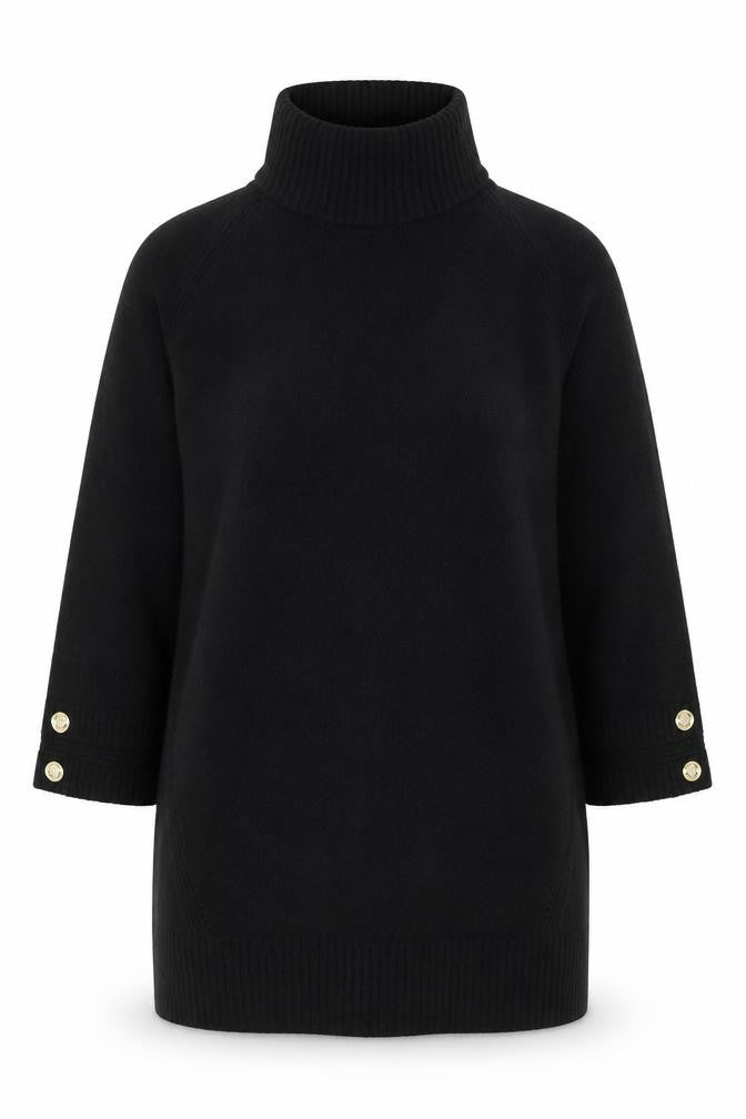 Front view of River Island women’s black roll neck wool blend jumper, size L