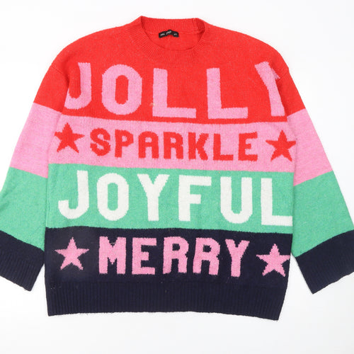 F&F Women's Multicoloured Christmas Jumper M Crew Neck Pullover