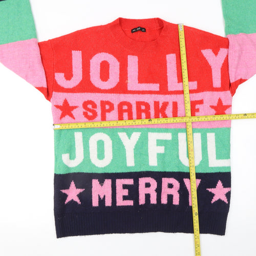 F&F Women's Multicoloured Christmas Jumper M Crew Neck Pullover