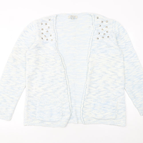 Peacocks Womens Blue Size 14 Studded Open Knit Long Sleeve Cardigan