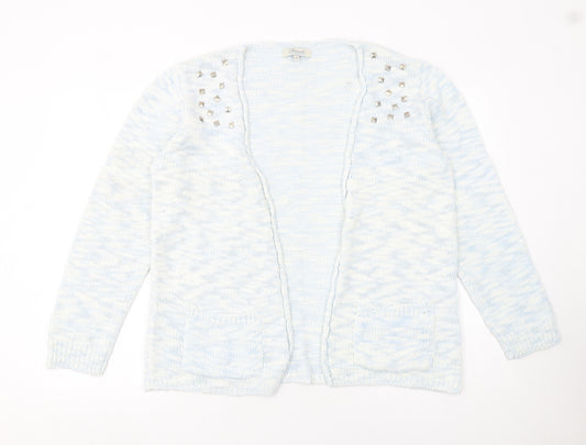 Peacocks Womens Blue Size 14 Studded Open Knit Long Sleeve Cardigan