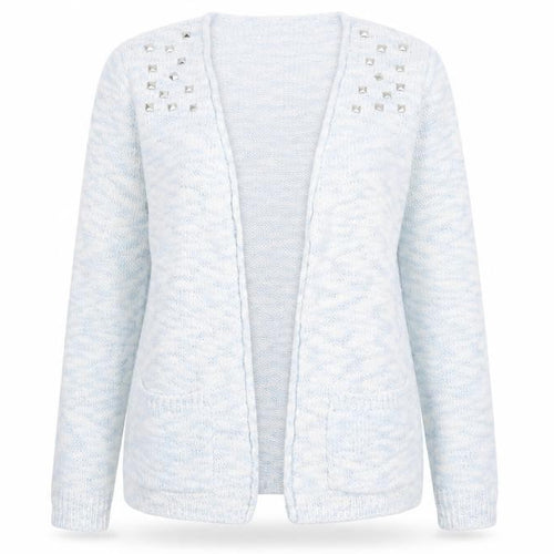 Peacocks Womens Blue Size 14 Studded Open Knit Long Sleeve Cardigan