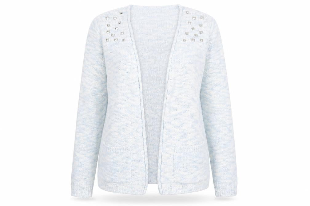 Peacocks Womens Blue Size 14 Studded Open Knit Long Sleeve Cardigan