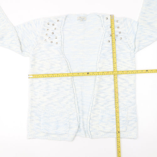 Peacocks Womens Blue Size 14 Studded Open Knit Long Sleeve Cardigan