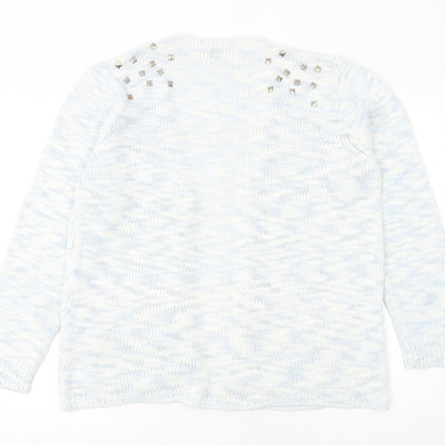 Peacocks Womens Blue Size 14 Studded Open Knit Long Sleeve Cardigan