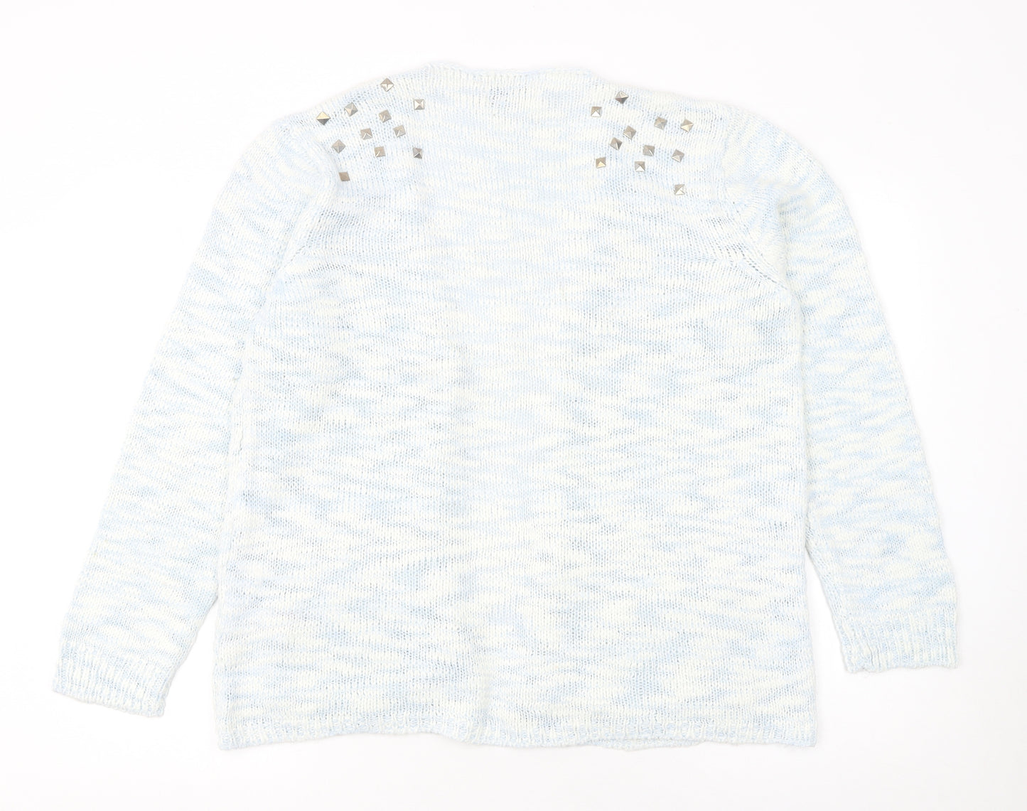 Peacocks Womens Blue Size 14 Studded Open Knit Long Sleeve Cardigan