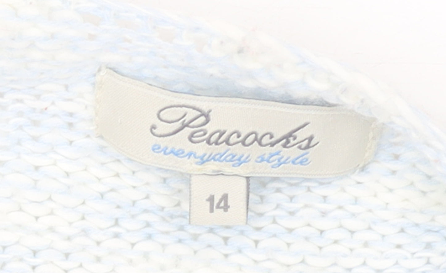 Peacocks Womens Blue Size 14 Studded Open Knit Long Sleeve Cardigan