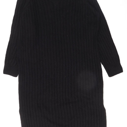 New Look Women Black L Jumper Midi Dress V-Neck Knit