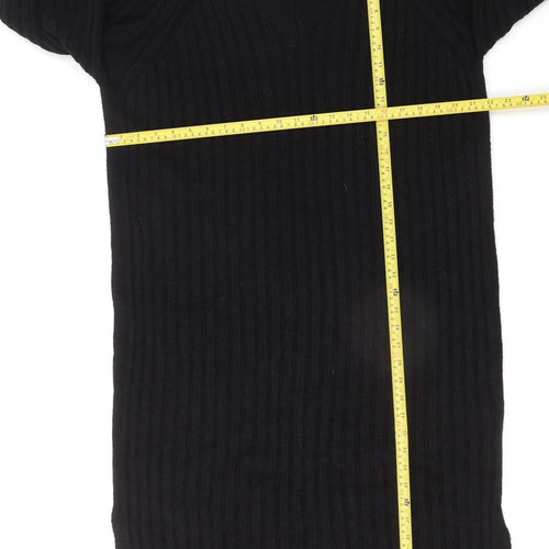 New Look Women Black L Jumper Midi Dress V-Neck Knit
