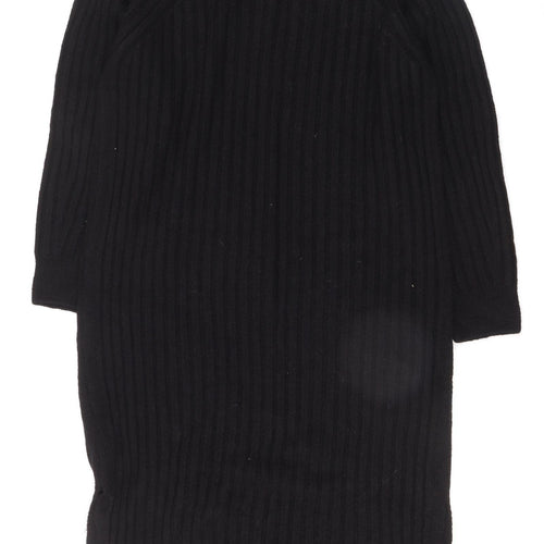 New Look Women Black L Jumper Midi Dress V-Neck Knit