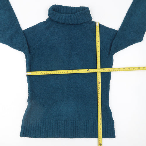Peter Storm Women's Blue Roll Neck Fleece Jumper Size 10 Winter Pullover