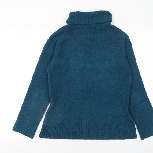 Peter Storm Women's Blue Roll Neck Fleece Jumper Size 10 Winter Pullover