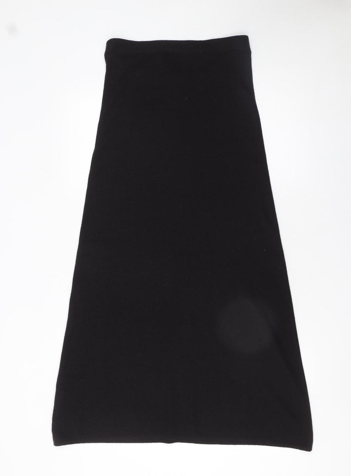 C&A Women's Black A-Line Knit Midi Skirt Size S 10-12