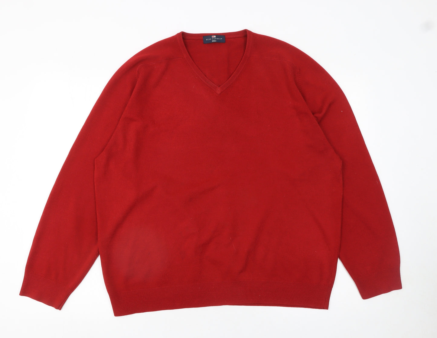 Marks and Spencer Men’s Red V-Neck Acrylic Jumper XL