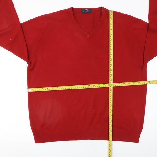 Marks and Spencer Men’s Red V-Neck Acrylic Jumper XL