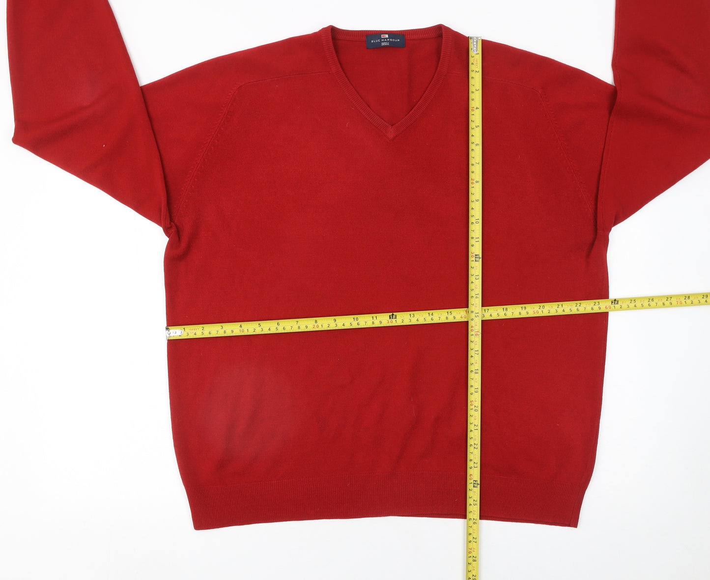 Marks and Spencer Men’s Red V-Neck Acrylic Jumper XL