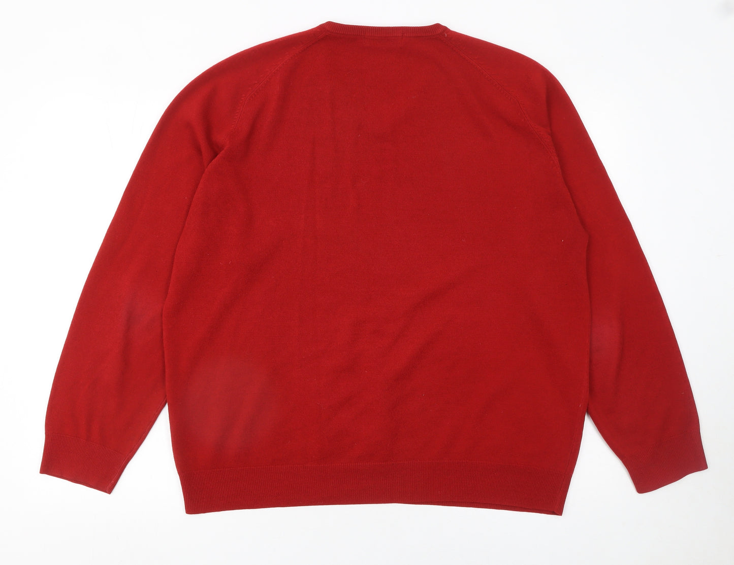 Marks and Spencer Men’s Red V-Neck Acrylic Jumper XL