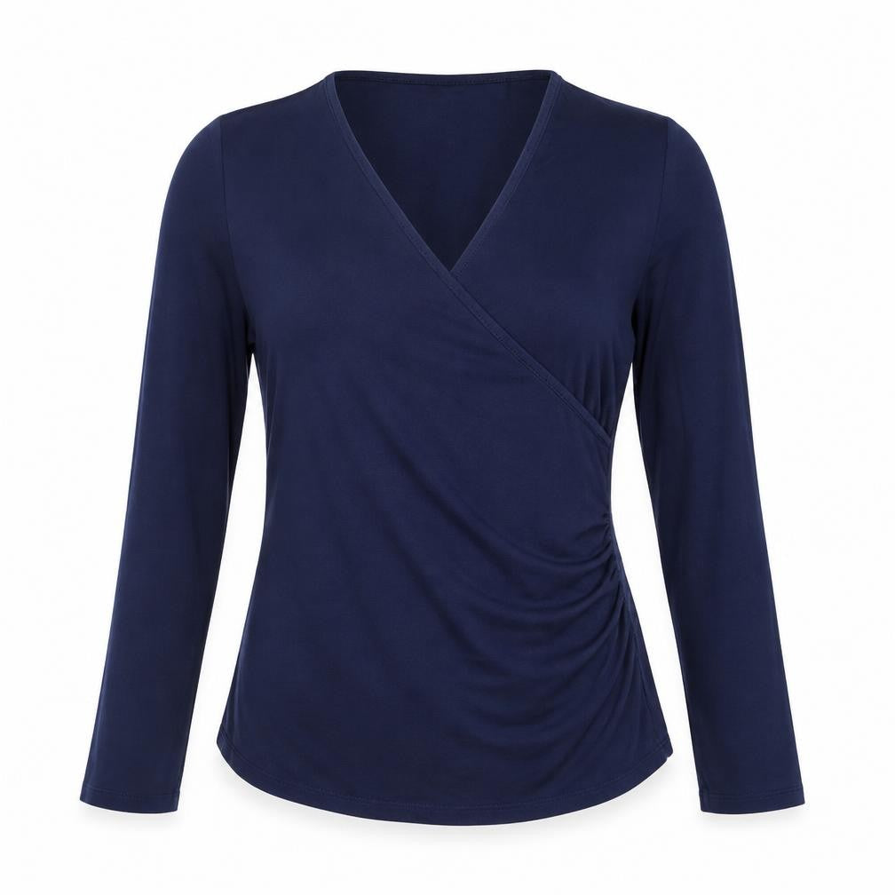 Charles Tyrwhitt Women Blue Wrap Viscose Long Sleeve Blouse UK14