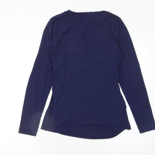 Charles Tyrwhitt Women Blue Wrap Viscose Long Sleeve Blouse UK14