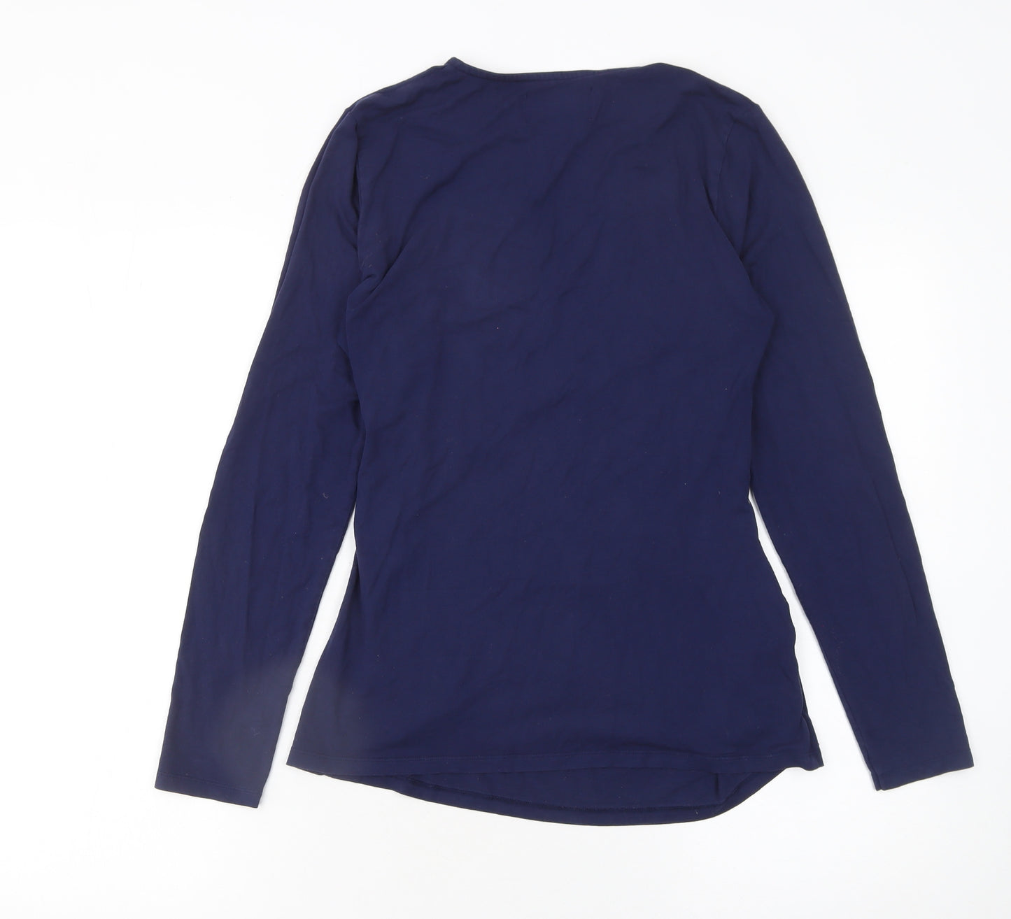 Charles Tyrwhitt Women Blue Wrap Viscose Long Sleeve Blouse UK14